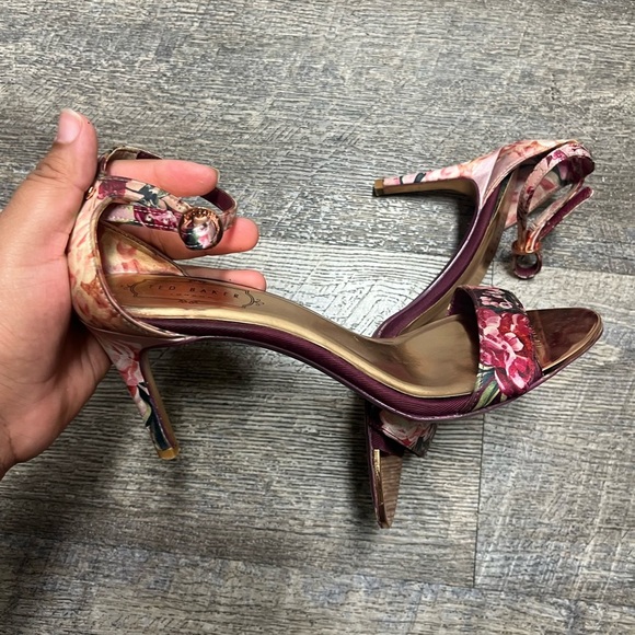 Ted barker LONDON Floral Ankle Strap Heels - Pink and Gold - Picture 4 of 12
